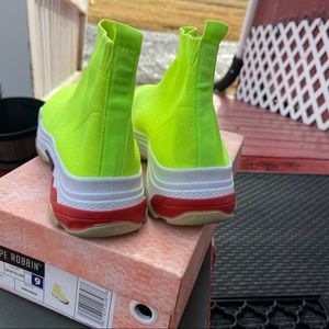 Neon green sock shoes